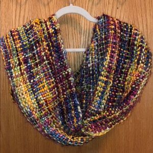 Soft, multicolor infinity scarf.